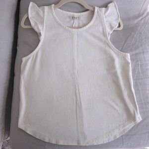 Madewell Cotton Tank with Ruffle Sleeve M